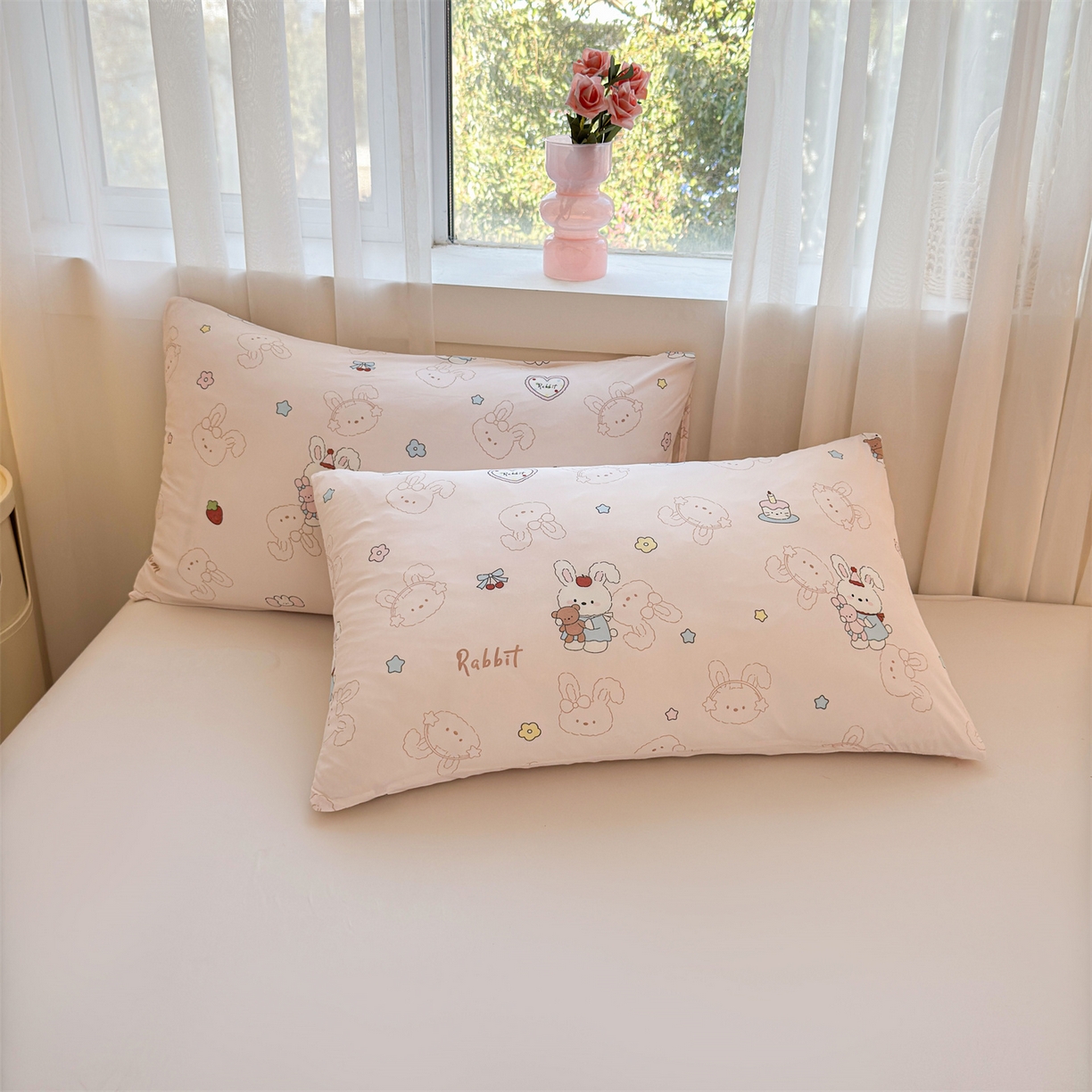 91家纺网 家纺一手货源 找家纺 景眠 2026新款凉感丝印花仿锦氨大豆夏被夏凉被空调被 樱桃兔