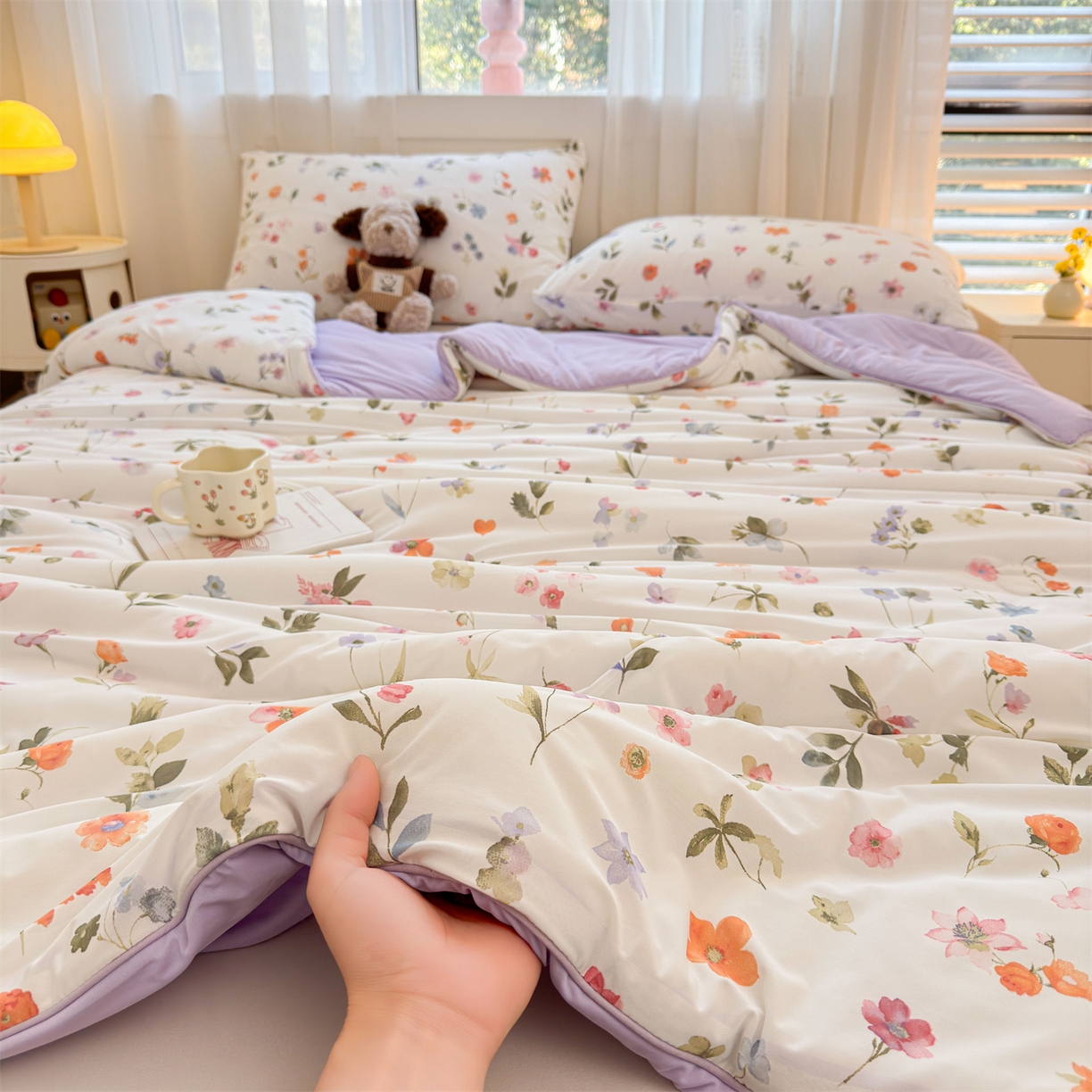 91家纺网 家纺一手货源 找家纺 景眠 2026新款凉感丝印花仿锦氨大豆夏被夏凉被空调被 丽舍之梦