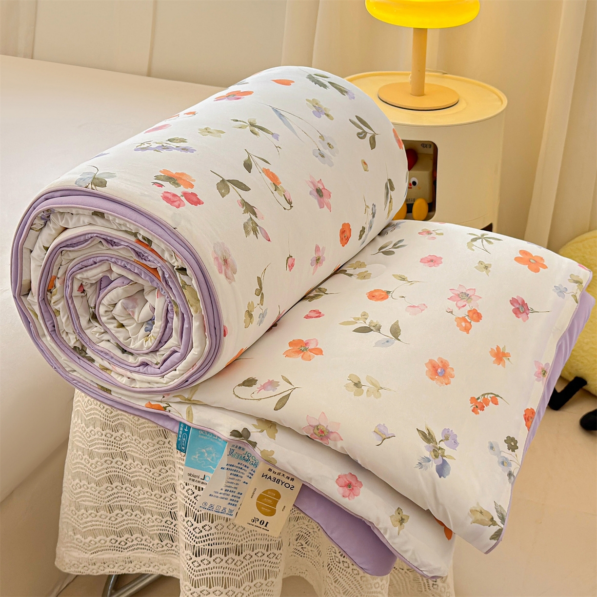 91家纺网 家纺一手货源 找家纺 景眠 2026新款凉感丝印花仿锦氨大豆夏被夏凉被空调被 丽舍之梦