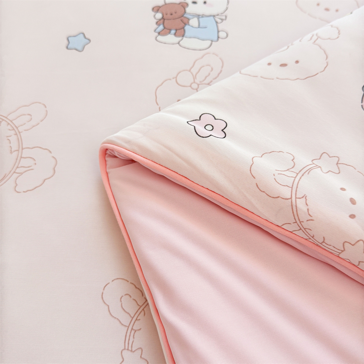 91家纺网 家纺一手货源 找家纺 景眠 2026新款凉感丝印花仿锦氨大豆夏被夏凉被空调被 樱桃兔