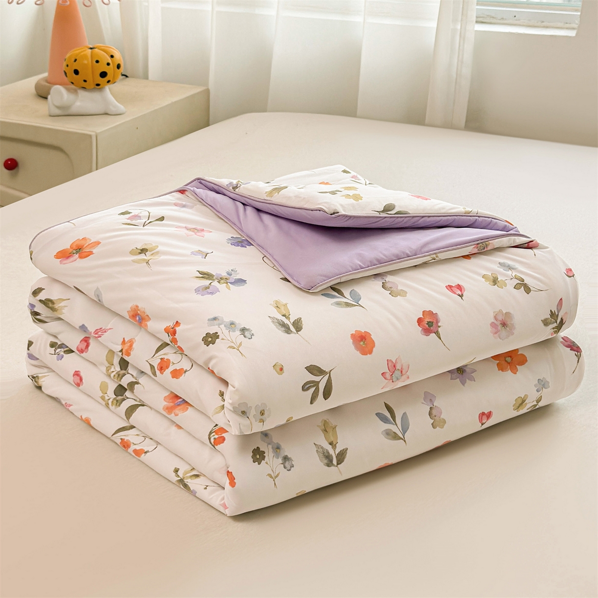 91家纺网 家纺一手货源 找家纺 景眠 2026新款凉感丝印花仿锦氨大豆夏被夏凉被空调被 丽舍之梦