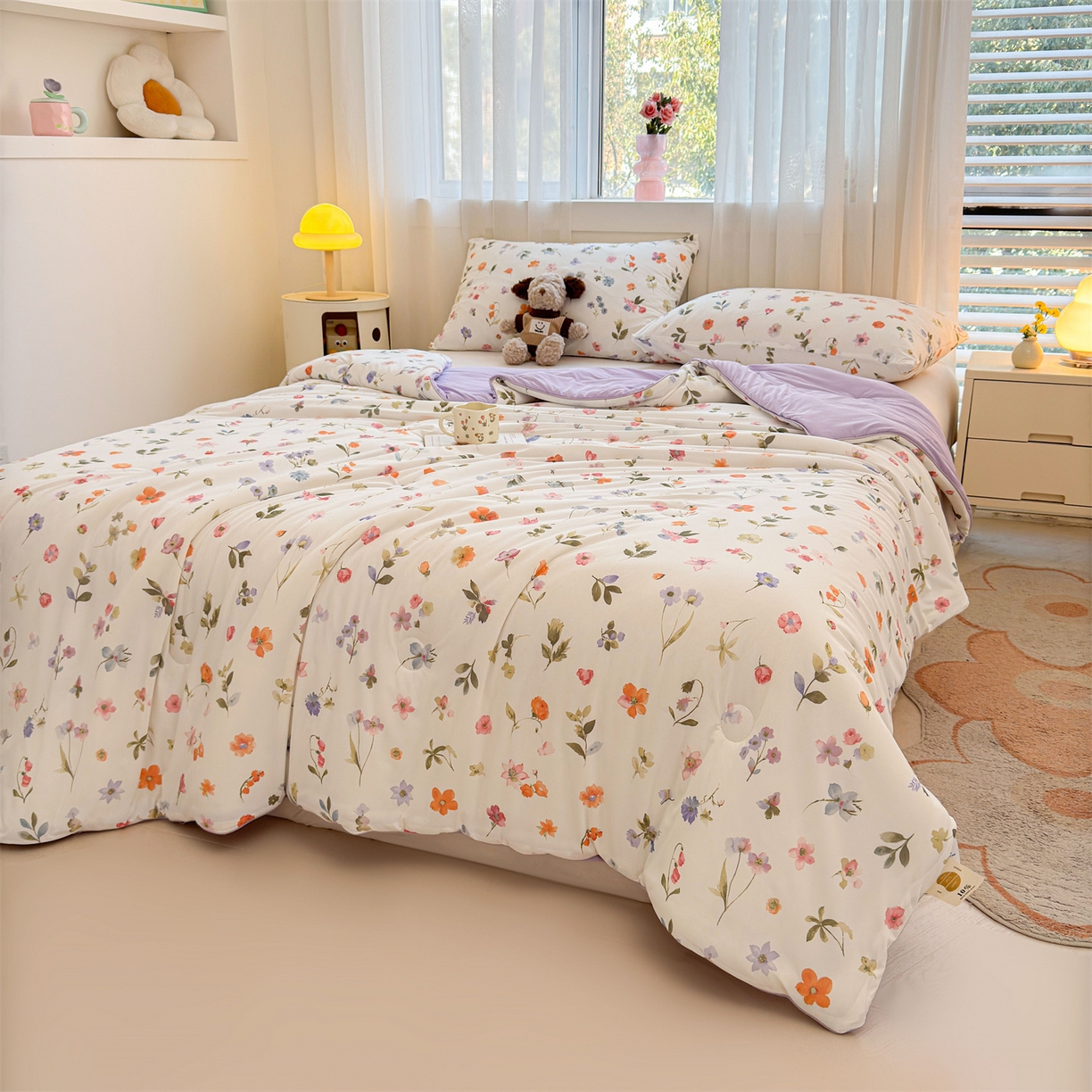 91家纺网 家纺一手货源 找家纺 景眠 2026新款凉感丝印花仿锦氨大豆夏被夏凉被空调被 丽舍之梦