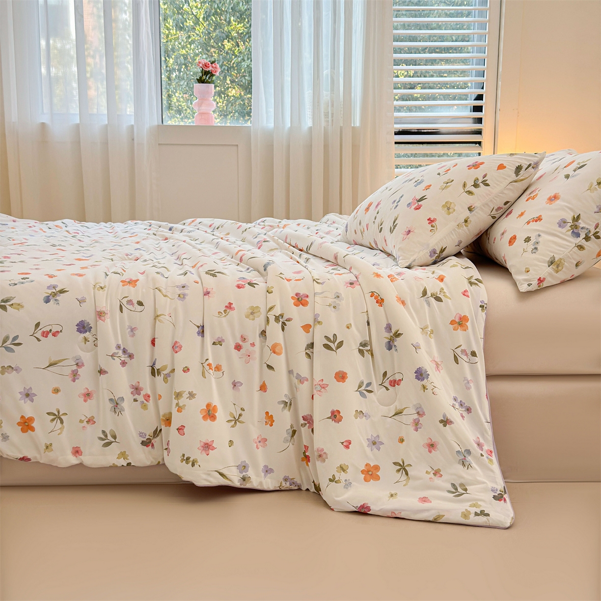 91家纺网 家纺一手货源 找家纺 景眠 2026新款凉感丝印花仿锦氨大豆夏被夏凉被空调被 丽舍之梦