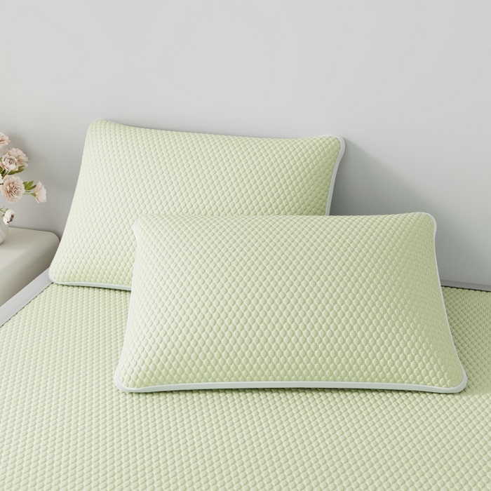 91家纺网 家纺一手货源 找家纺 好福居 2026新款PE冰豆豆席-床笠款-床席款凉席三件套 幸运小狗-绿床席款