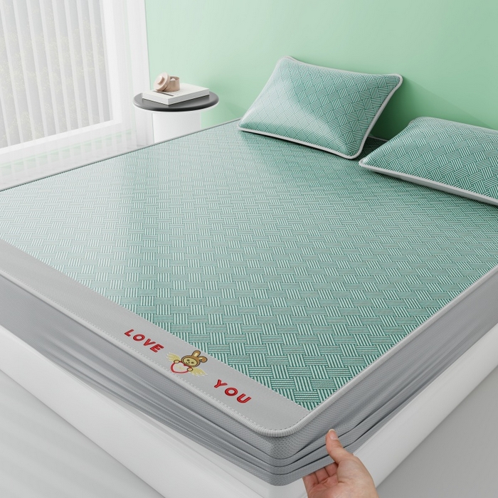 91家纺网 家纺一手货源 找家纺 好福居 2026新款凉感床笠款冰丝席凉席-萌宠布布 萌宠布布-绿