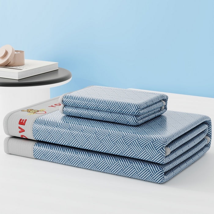 91家纺网 家纺一手货源 找家纺 好福居 2026新款凉感床笠款冰丝席凉席-萌宠布布 萌宠布布-蓝