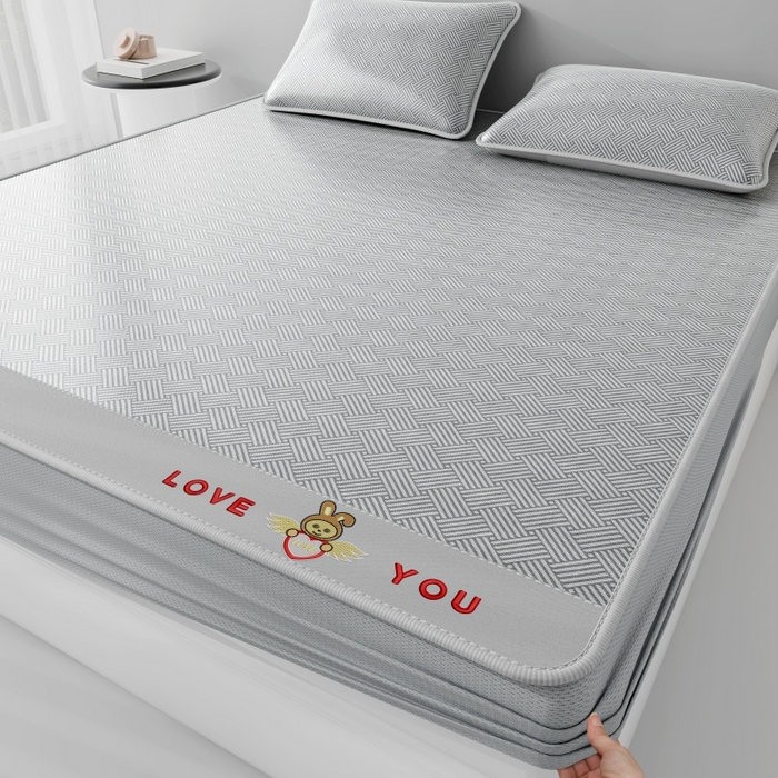 91家纺网 家纺一手货源 找家纺 好福居 2026新款凉感床笠款冰丝席凉席-萌宠布布 萌宠布布-灰