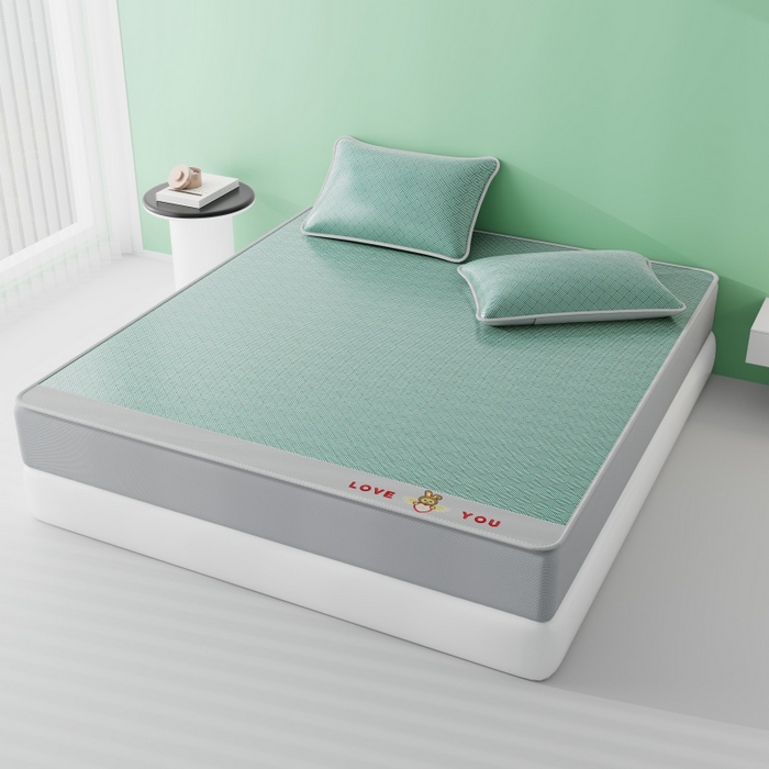 91家纺网 家纺一手货源 找家纺 好福居 2026新款凉感床笠款冰丝席凉席-萌宠布布 萌宠布布-绿