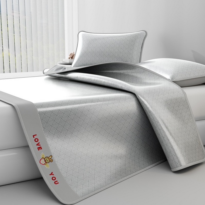 91家纺网 家纺一手货源 找家纺 好福居 2026新款凉感床笠款冰丝席凉席-萌宠布布 萌宠布布-灰