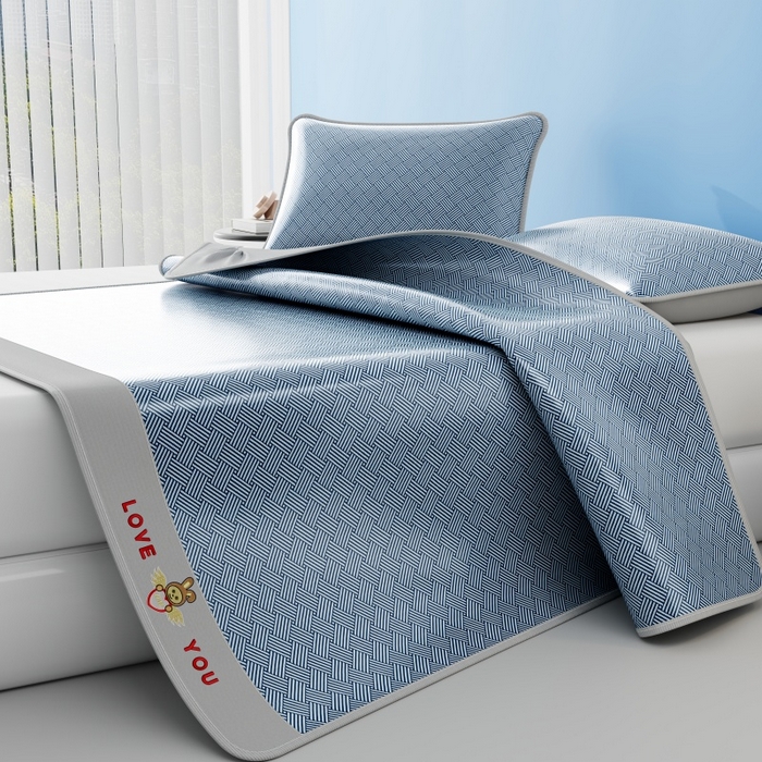 91家纺网 家纺一手货源 找家纺 好福居 2026新款凉感床笠款冰丝席凉席-萌宠布布 萌宠布布-蓝