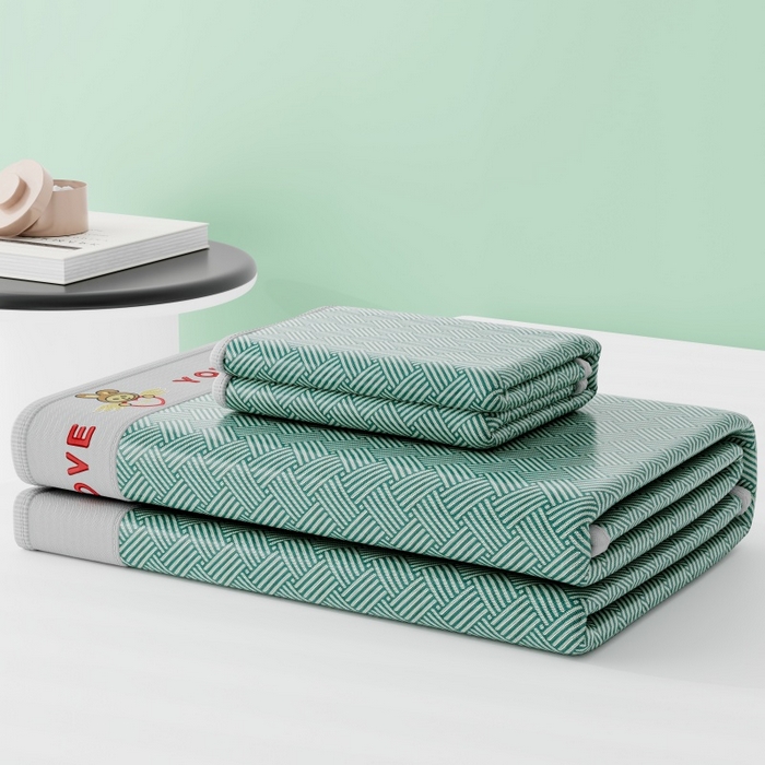 91家纺网 家纺一手货源 找家纺 好福居 2026新款凉感床笠款冰丝席凉席-萌宠布布 萌宠布布-绿