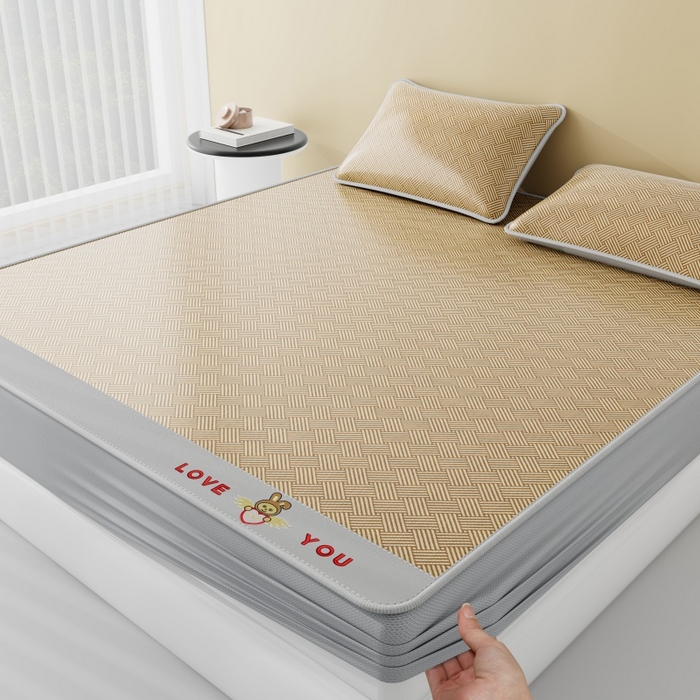 91家纺网 家纺一手货源 找家纺 好福居 2026新款凉感床笠款冰丝席凉席-萌宠布布 萌宠布布-咖