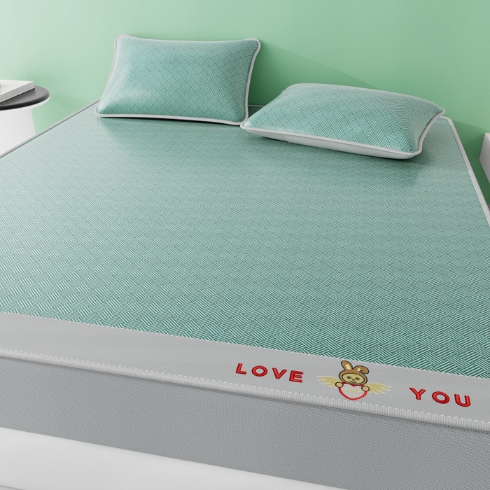 91家纺网 家纺一手货源 找家纺 好福居 2026新款凉感床笠款冰丝席凉席-萌宠布布 萌宠布布-绿