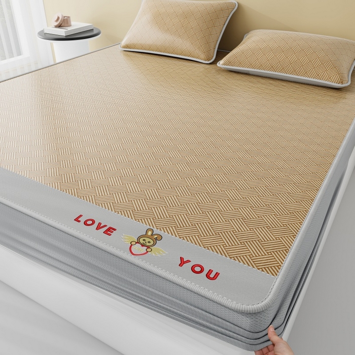 91家纺网 家纺一手货源 找家纺 好福居 2026新款凉感床笠款冰丝席凉席-萌宠布布 萌宠布布-咖