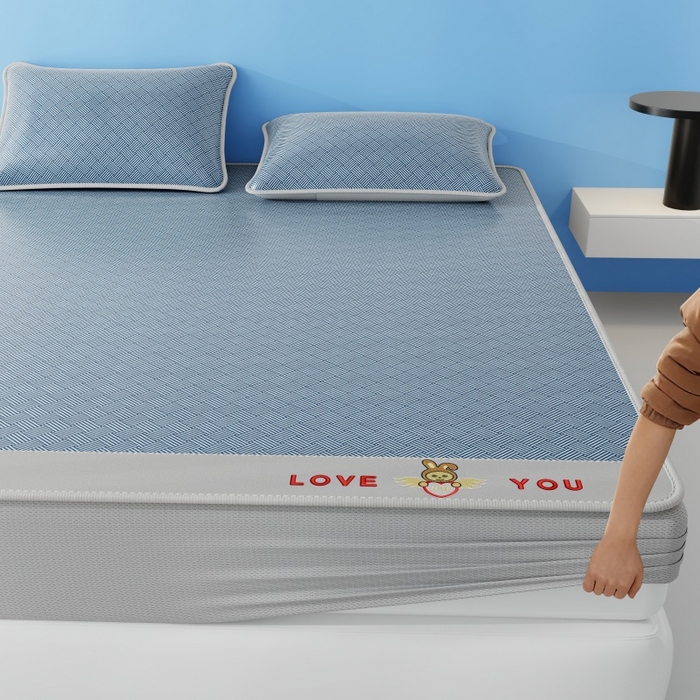 91家纺网 家纺一手货源 找家纺 好福居 2026新款凉感床笠款冰丝席凉席-萌宠布布 萌宠布布-蓝