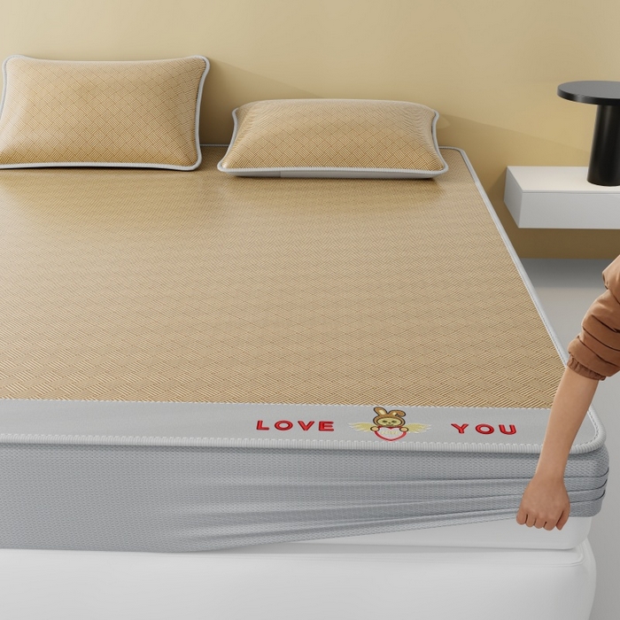 91家纺网 家纺一手货源 找家纺 好福居 2026新款凉感床笠款冰丝席凉席-萌宠布布 萌宠布布-咖