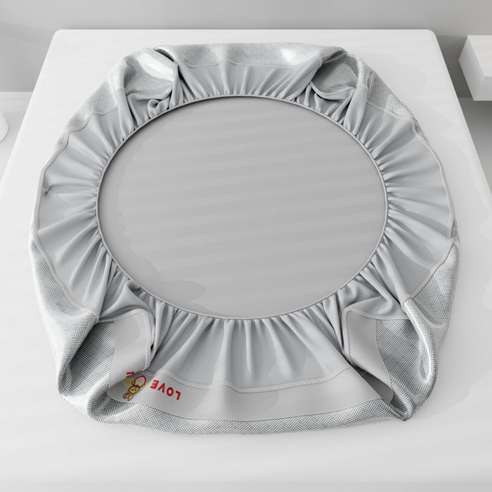 91家纺网 家纺一手货源 找家纺 好福居 2026新款凉感床笠款冰丝席凉席-萌宠布布 萌宠布布-灰