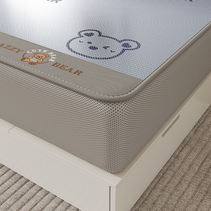 91家纺网 家纺一手货源 找家纺 好福居 2026新款冰藤刺绣凉感席凉席-卡皮巴拉款-小熊款 冰藤小熊-蓝-床笠款