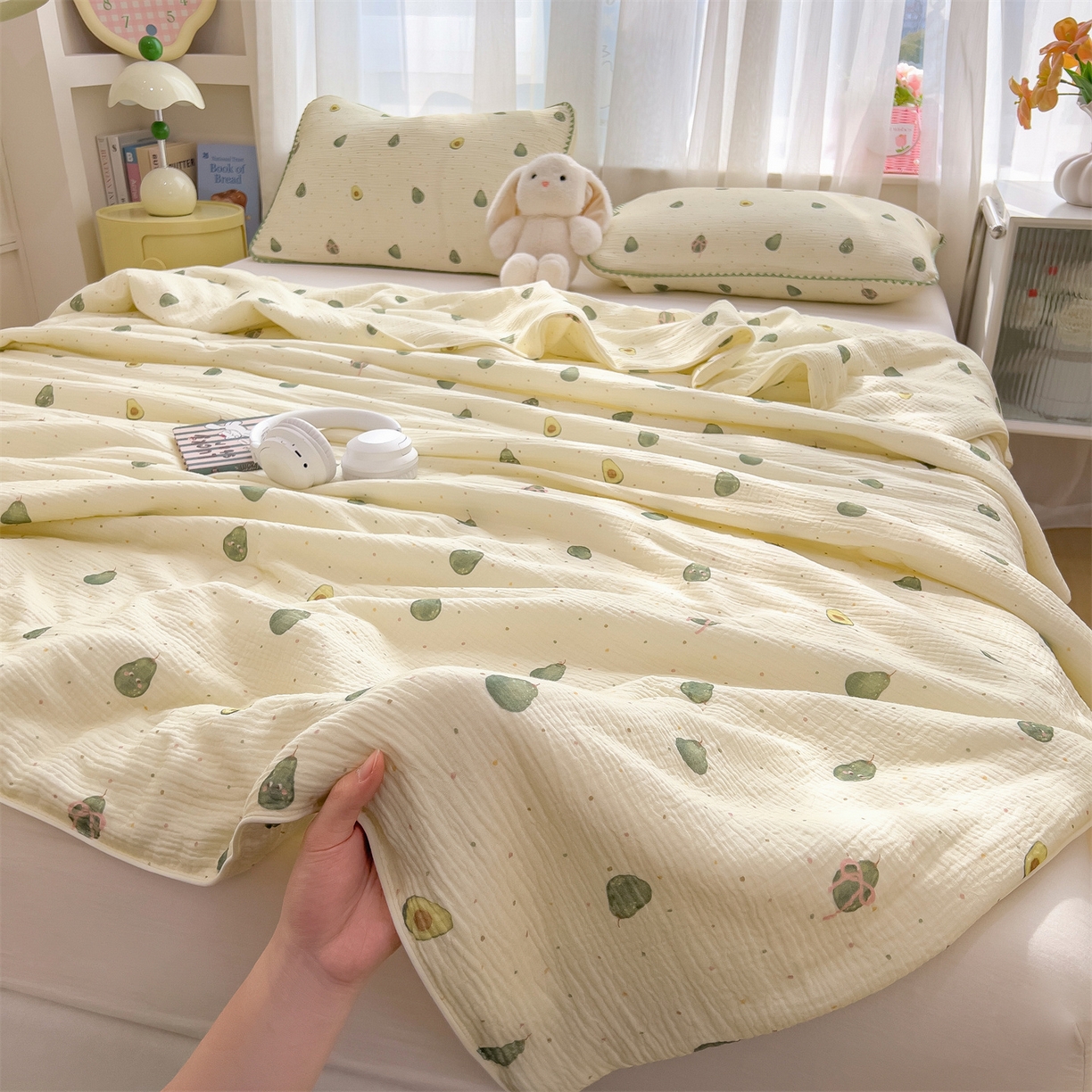 91家纺网 家纺一手货源 找家纺 （总）兄弟坊 2026春夏新款全棉纯棉印花双层皱皱纱(滚边款)夏被纱布夏凉被午睡被盖毯夏凉被