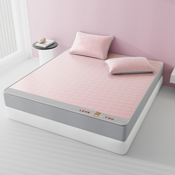 91家纺网 家纺一手货源 找家纺 好福居 2026新款凉感床笠款冰丝席凉席-萌宠布布 萌宠布布-粉