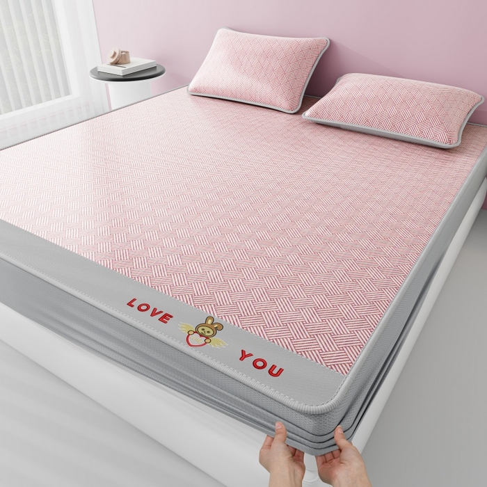好福居 2026新款凉感床笠款冰丝席凉席-萌宠布布 萌宠布布-粉