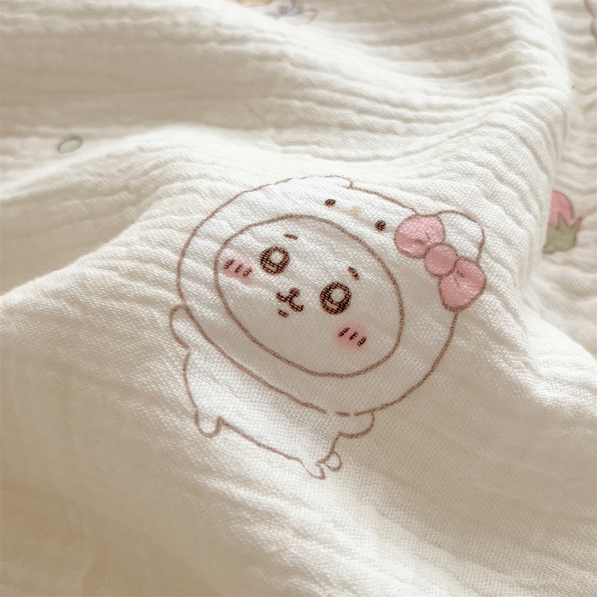 91家纺网 家纺一手货源 找家纺 兄弟坊 2026春夏新款全棉纯棉印花双层皱皱纱(滚边款)夏被纱布夏凉被午睡被盖毯夏凉被 吉伊眠