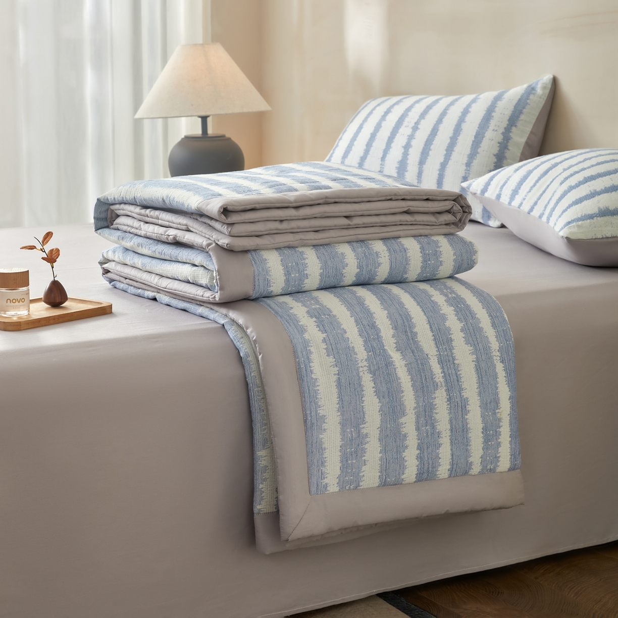 91家纺网 家纺一手货源 找家纺 吾秀家居 2026新款全棉纯棉大提花新疆棉花夏被夏凉被空调被四件套-律动 律动-天兰