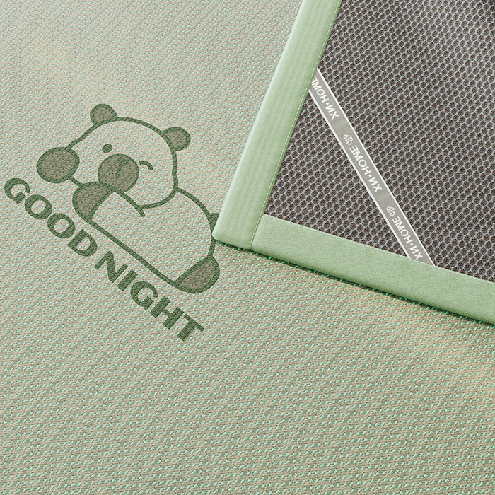 91家纺网 家纺一手货源 找家纺 好福居 2026新款冰藤刺绣凉感席凉席-卡皮巴拉款-小熊款 冰藤卡皮巴拉-绿-床席款