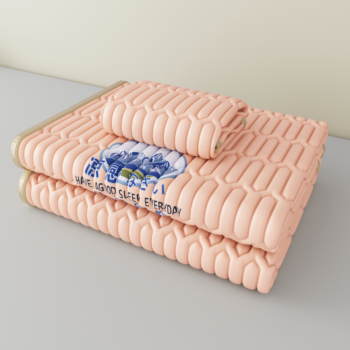 91家纺网 家纺一手货源 找家纺 家品罗兰 2026新款夏季A类乳胶冰丝席纯色家用双人冰丝席宿舍席子软可机洗折叠床单软垫床垫夏天空调席两三件套 富士山-玉色