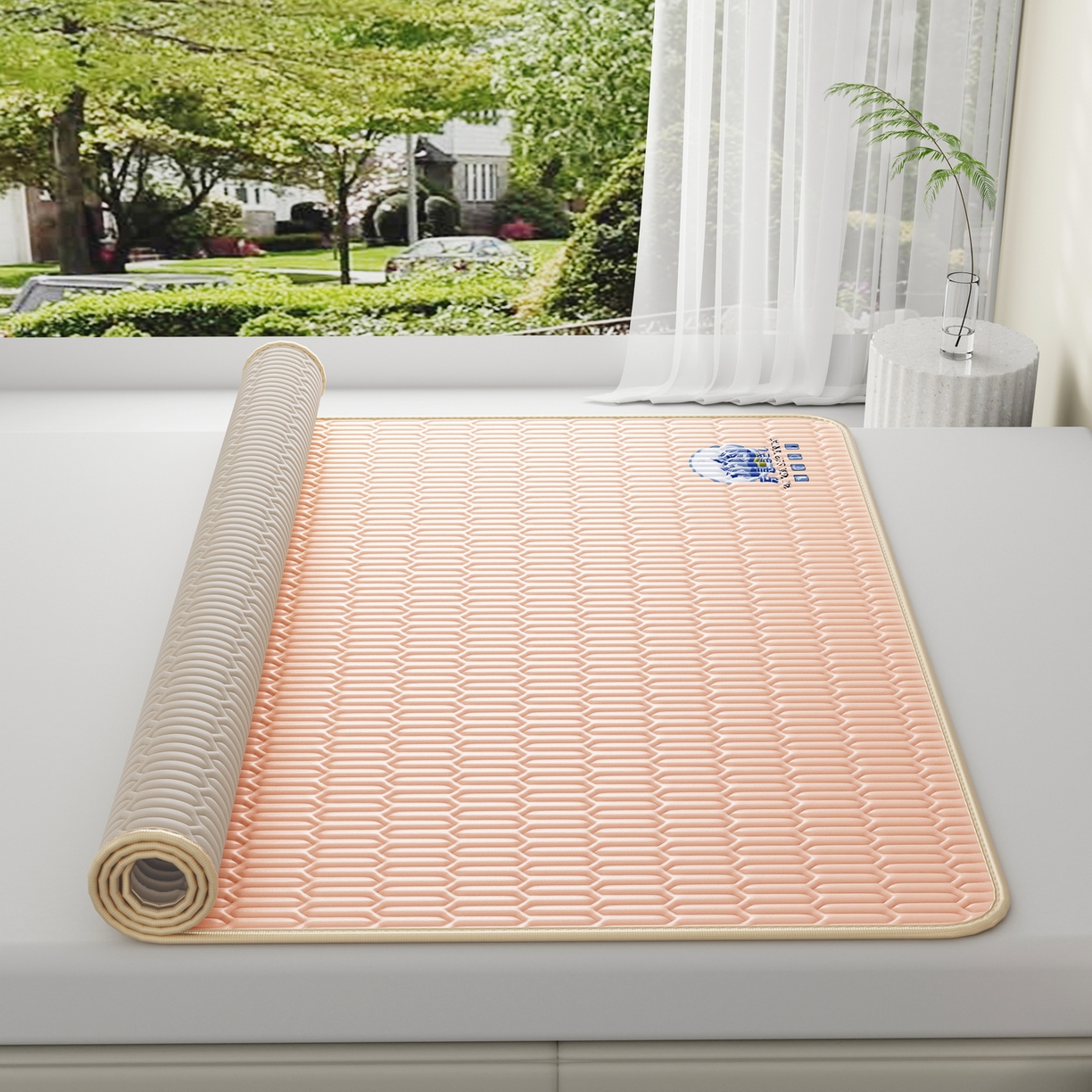 91家纺网 家纺一手货源 找家纺 家品罗兰 2026新款夏季A类乳胶冰丝席纯色家用双人冰丝席宿舍席子软可机洗折叠床单软垫床垫夏天空调席两三件套 富士山-玉色