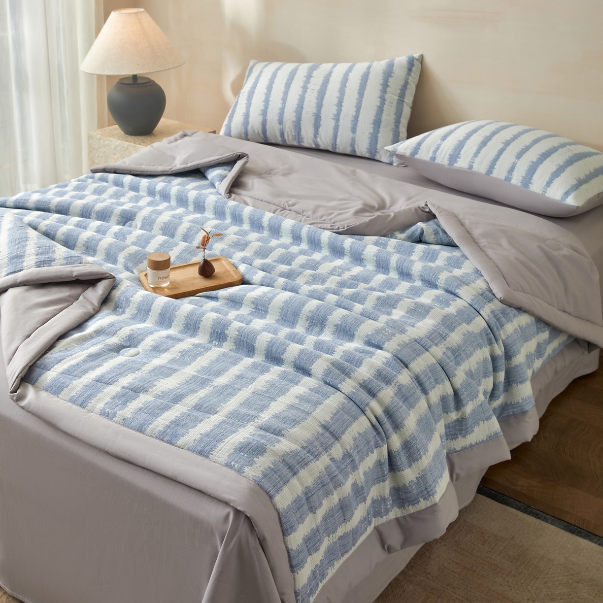 91家纺网 家纺一手货源 找家纺 吾秀家居 2026新款全棉纯棉大提花新疆棉花夏被夏凉被空调被四件套-律动 律动-天兰