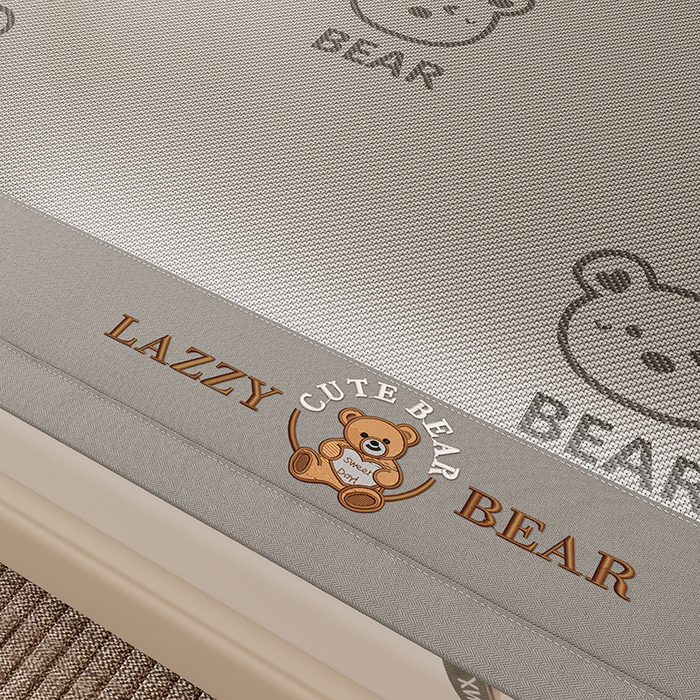 91家纺网 家纺一手货源 找家纺 好福居 2026新款冰藤刺绣凉感席凉席-卡皮巴拉款-小熊款 冰藤小熊-灰-床席款