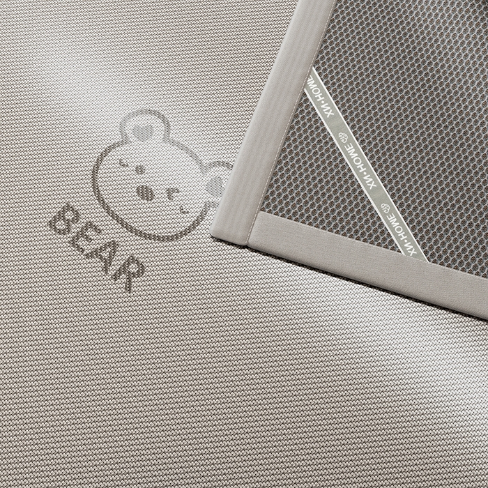 91家纺网 家纺一手货源 找家纺 好福居 2026新款冰藤刺绣凉感席凉席-卡皮巴拉款-小熊款 冰藤小熊-灰-床席款