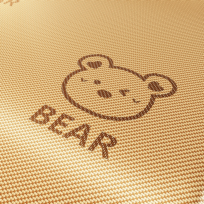 91家纺网 家纺一手货源 找家纺 好福居 2026新款冰藤刺绣凉感席凉席-卡皮巴拉款-小熊款 冰藤小熊-咖-床席款