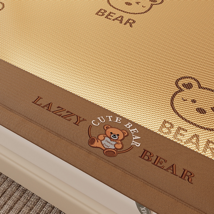 91家纺网 家纺一手货源 找家纺 好福居 2026新款冰藤刺绣凉感席凉席-卡皮巴拉款-小熊款 冰藤小熊-咖-床席款