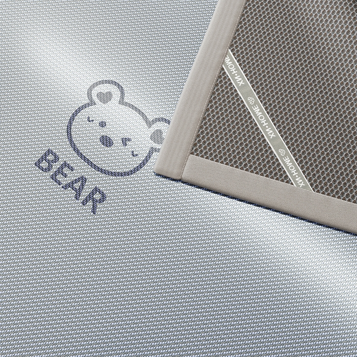 91家纺网 家纺一手货源 找家纺 好福居 2026新款冰藤刺绣凉感席凉席-卡皮巴拉款-小熊款 冰藤小熊-蓝-床席款