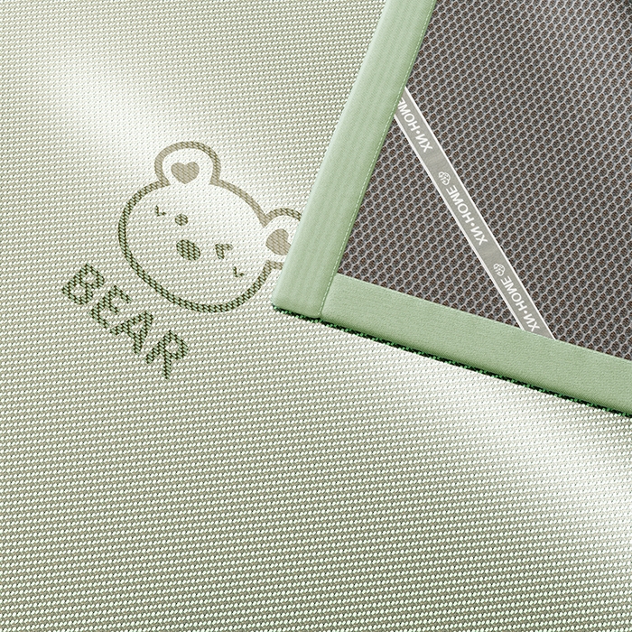 91家纺网 家纺一手货源 找家纺 好福居 2026新款冰藤刺绣凉感席凉席-卡皮巴拉款-小熊款 冰藤小熊-绿-床席款