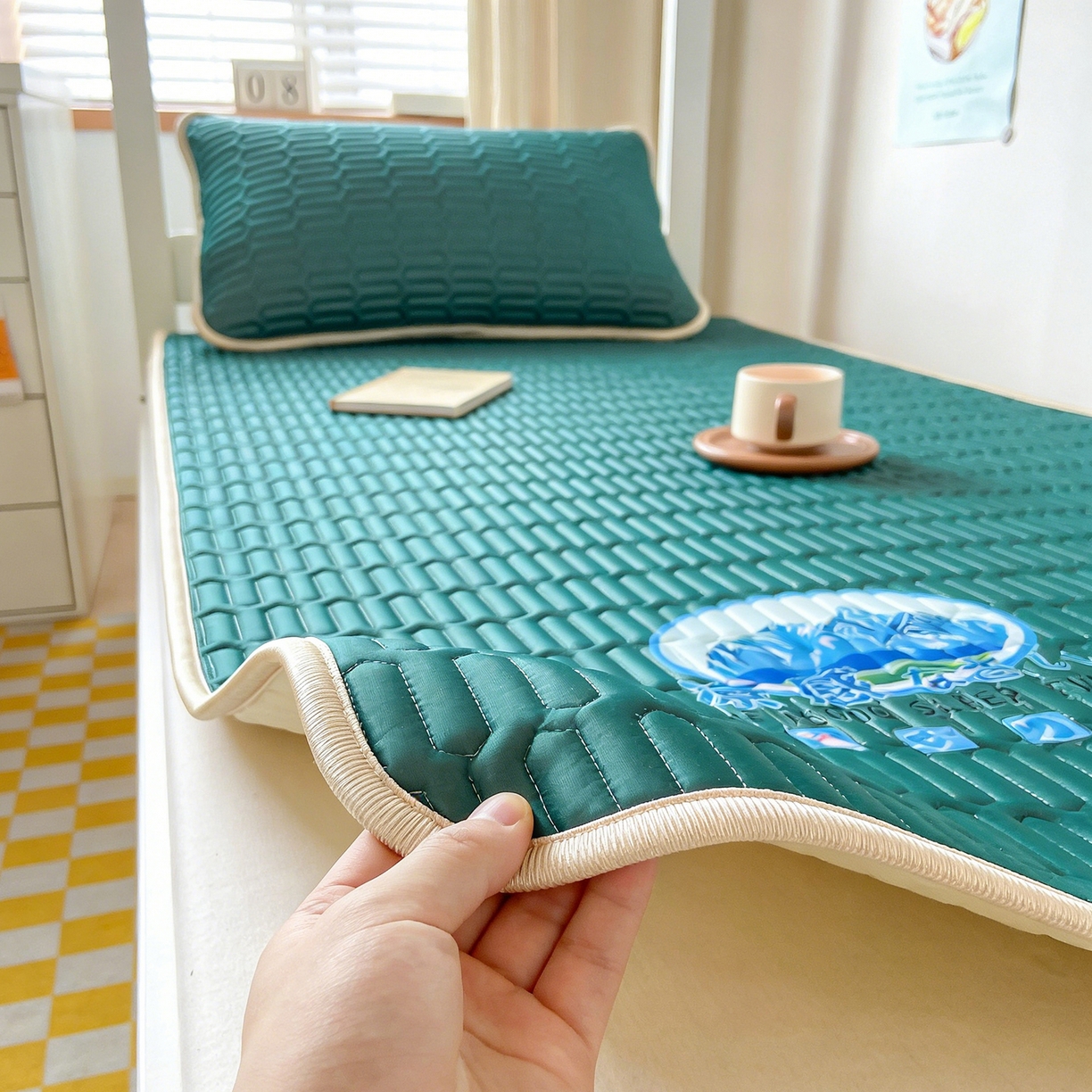 91家纺网 家纺一手货源 找家纺 家品罗兰 2026新款夏季A类乳胶冰丝席纯色冰丝凉席宿舍单人席子软可机洗可折叠床单软垫床垫夏天空调席两三件套 富士山墨绿