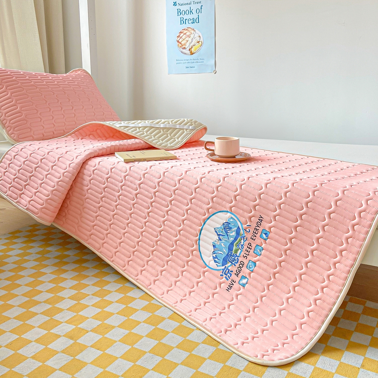 91家纺网 家纺一手货源 找家纺 家品罗兰 2026新款夏季A类乳胶冰丝席纯色冰丝凉席宿舍单人席子软可机洗可折叠床单软垫床垫夏天空调席两三件套 富士山玉色