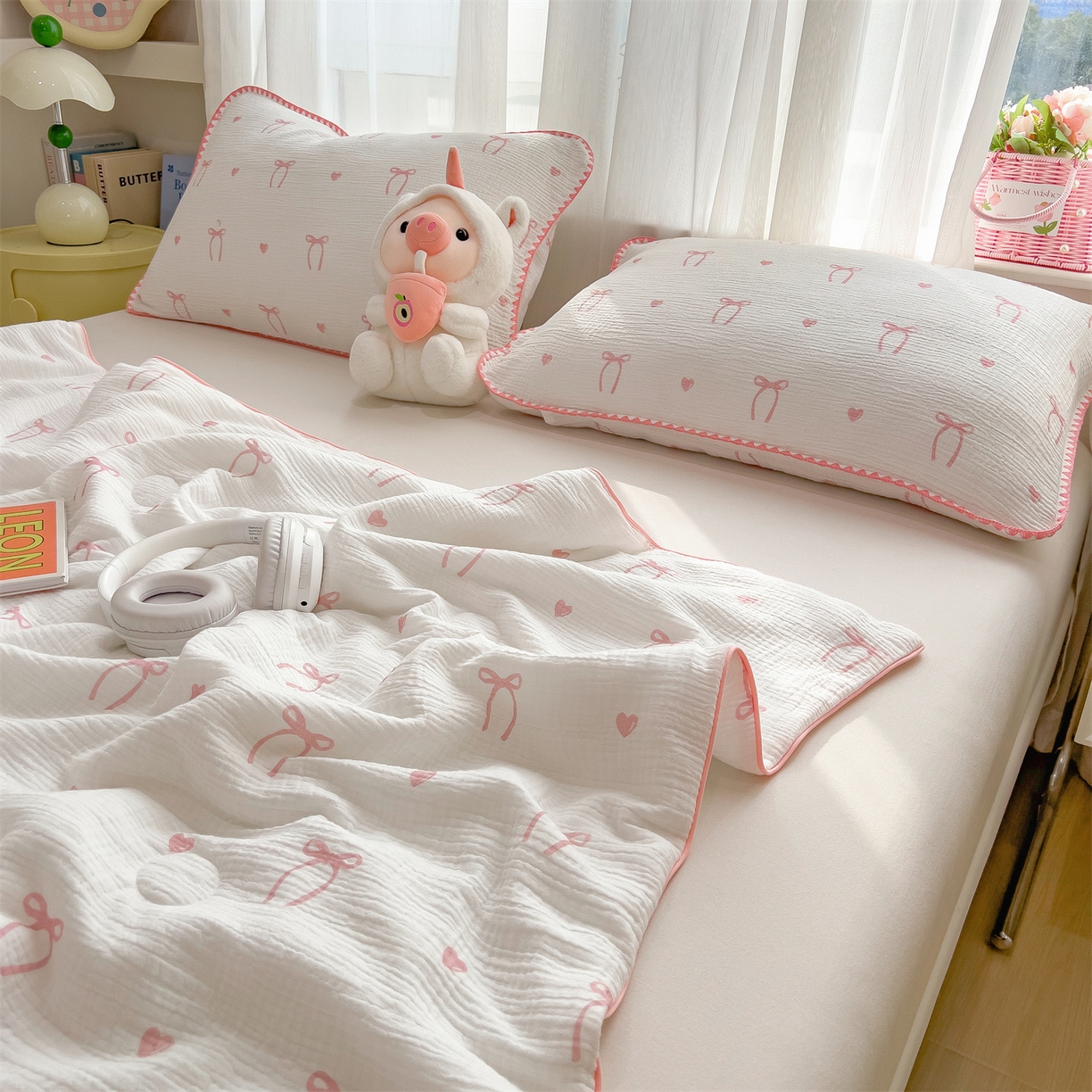 91家纺网 家纺一手货源 找家纺 兄弟坊 2026春夏新款全棉纯棉印花双层皱皱纱(滚边款)夏被纱布夏凉被午睡被盖毯夏凉被 云绮