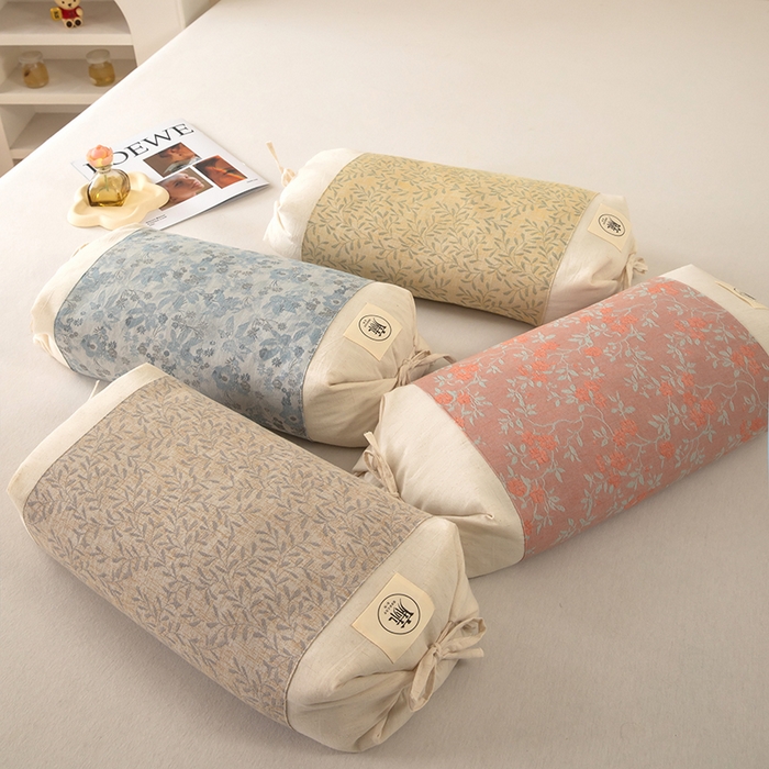 91家纺网 家纺一手货源 找家纺 枕之坊 2026新款棉麻国风荞麦枕 国风棉麻咖色