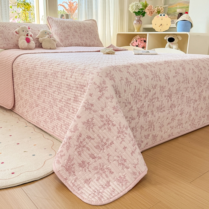 91家纺网 家纺一手货源 找家纺 2026新款云感双层纱印花夹棉床盖 知秋