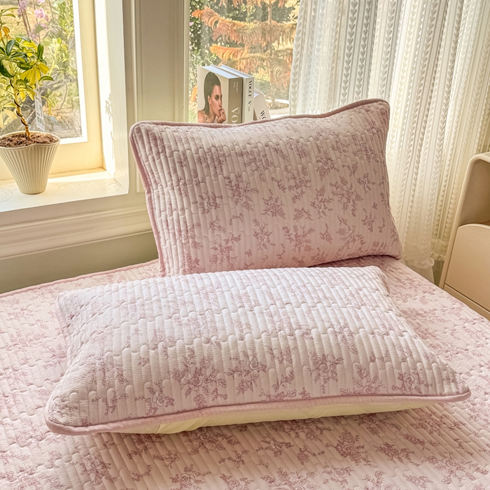 91家纺网 家纺一手货源 找家纺 2026新款云感双层纱印花夹棉床盖 知秋