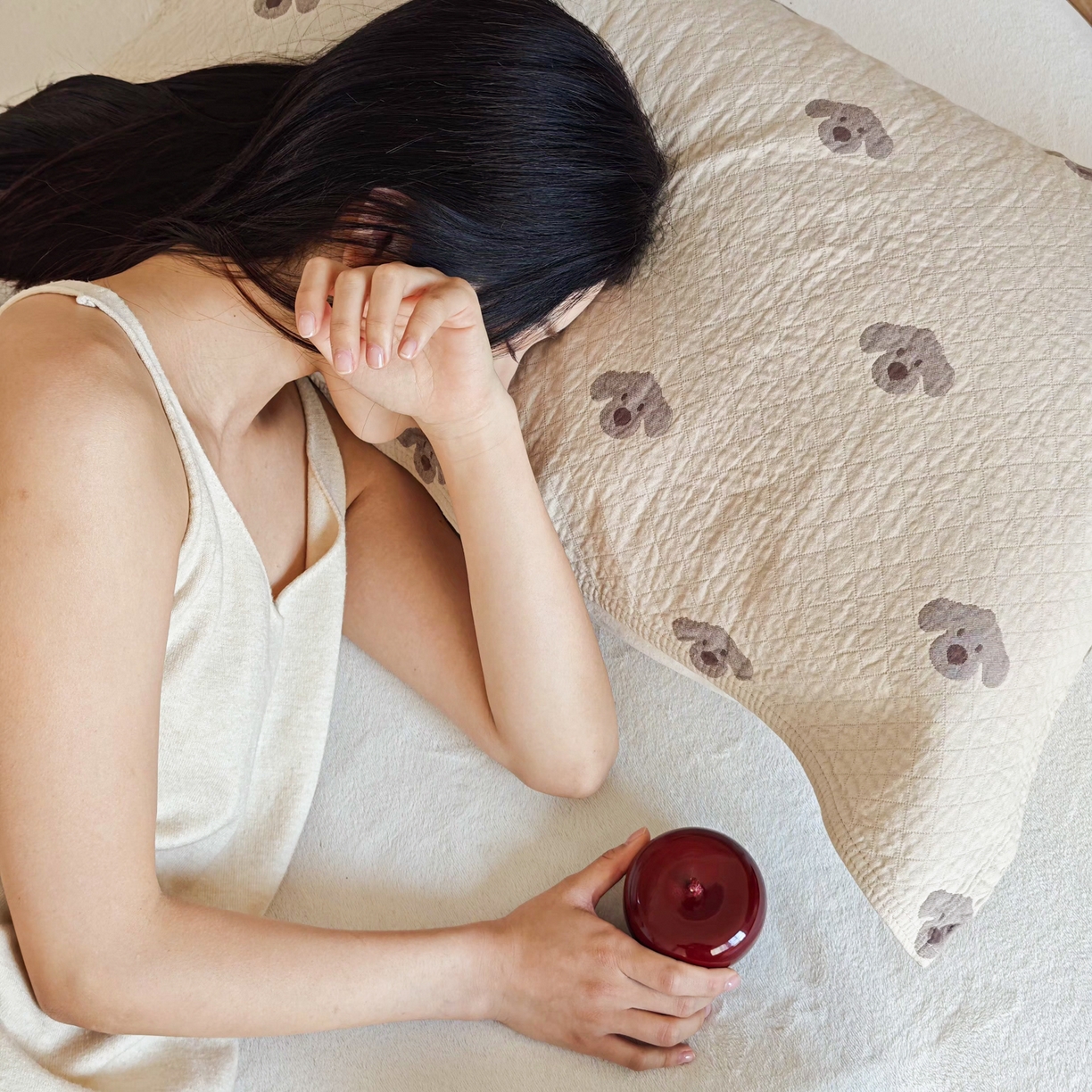 91家纺网 家纺一手货源 找家纺 沐瑟家纺 2026新款卡通小清新枕巾 叮叮狗 浅咖色