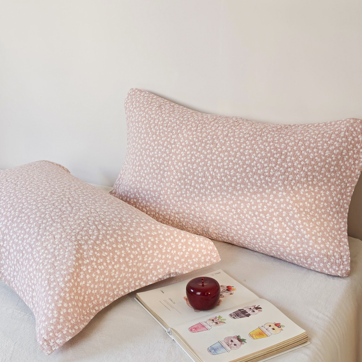 91家纺网 家纺一手货源 找家纺 沐瑟家纺 2026新款卡通小清新枕巾 枫叶 粉色