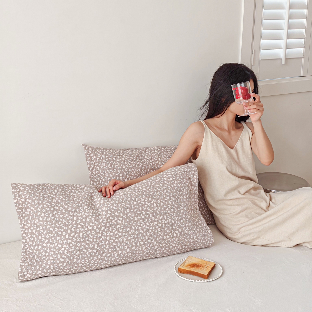 91家纺网 家纺一手货源 找家纺 沐瑟家纺 2026新款卡通小清新枕巾 枫叶 咖色