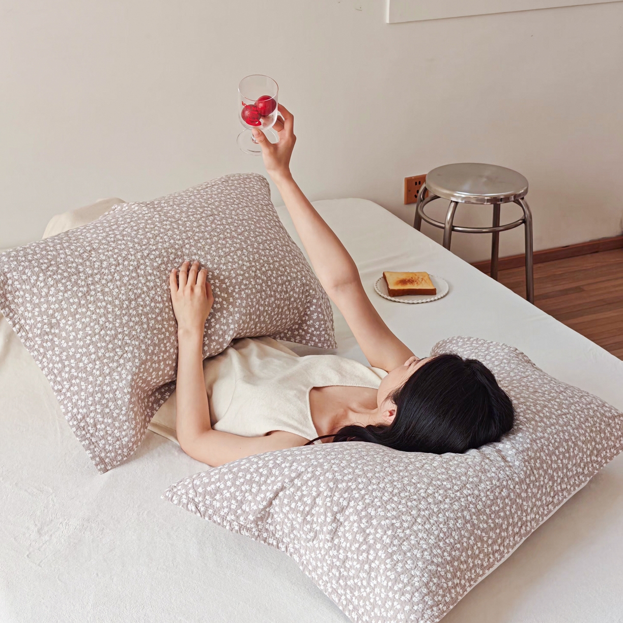 91家纺网 家纺一手货源 找家纺 沐瑟家纺 2026新款卡通小清新枕巾 枫叶 咖色