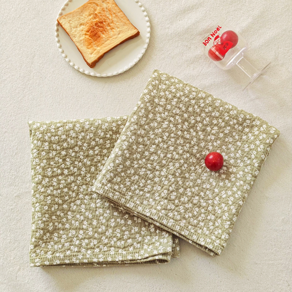 91家纺网 家纺一手货源 找家纺 沐瑟家纺 2026新款卡通小清新枕巾 枫叶 绿色