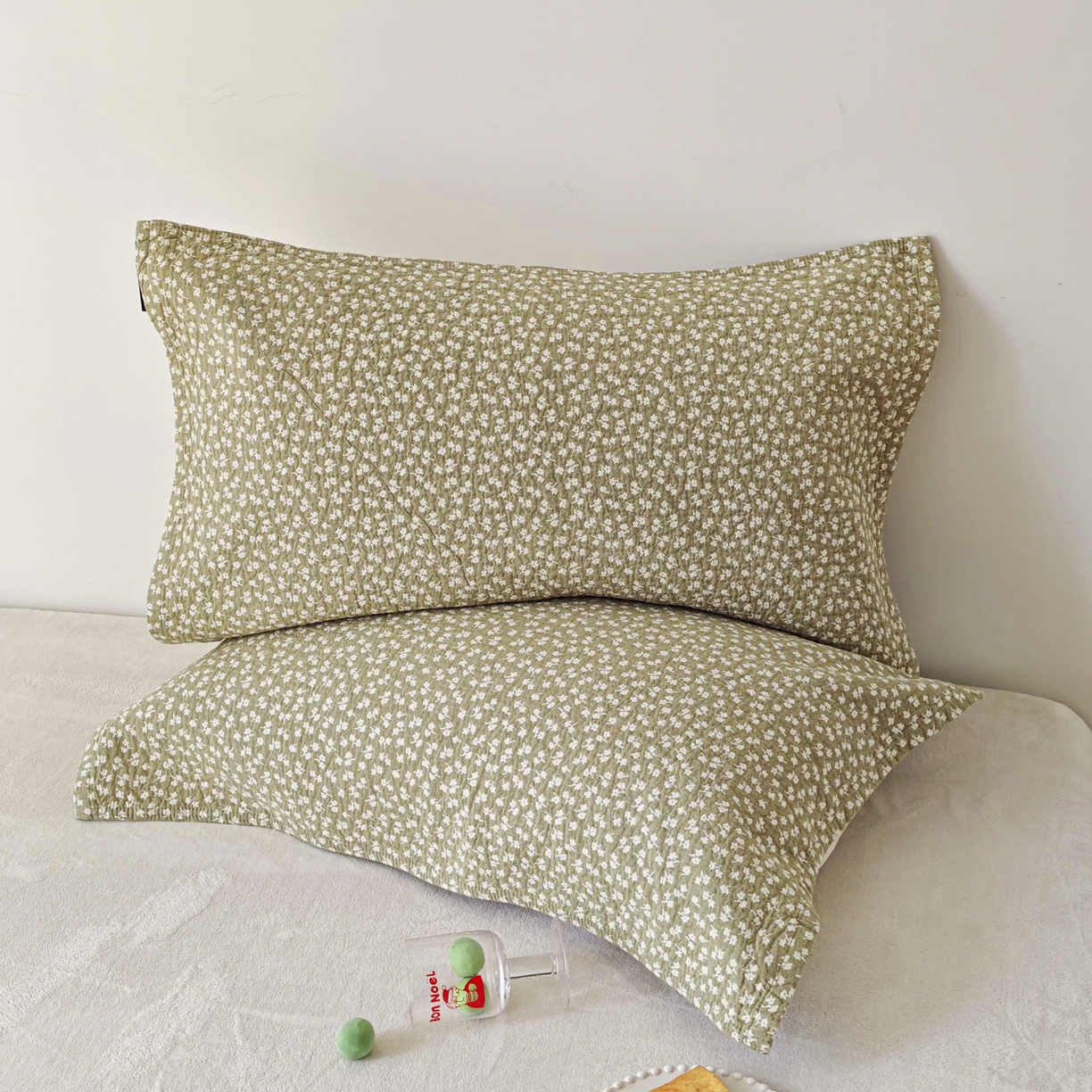 91家纺网 家纺一手货源 找家纺 沐瑟家纺 2026新款卡通小清新枕巾 枫叶 绿色