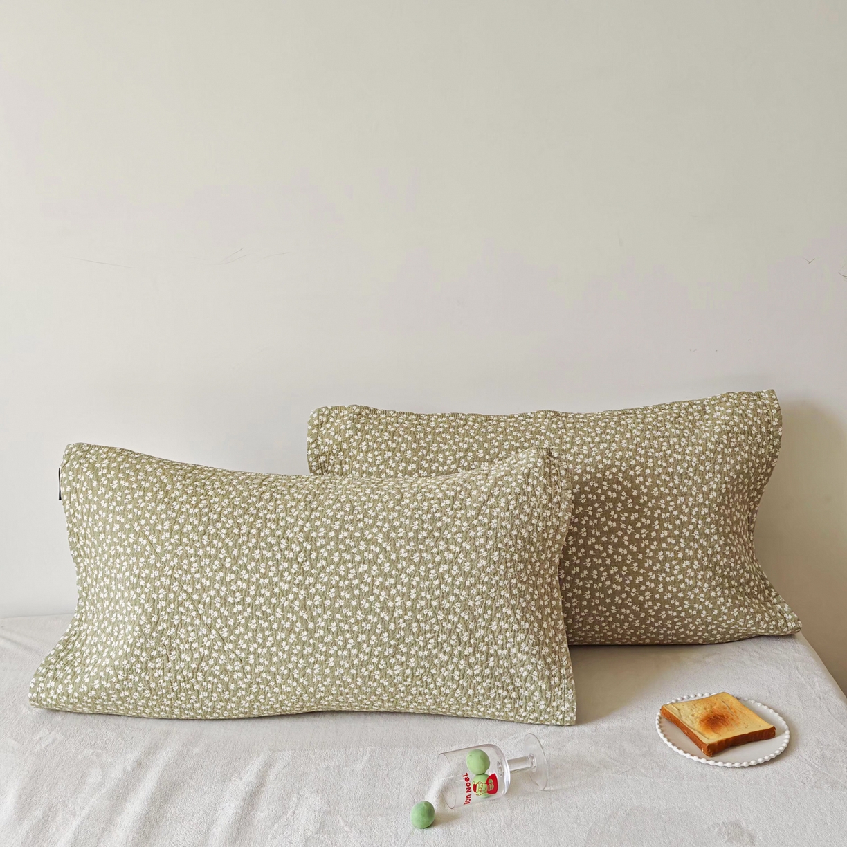 91家纺网 家纺一手货源 找家纺 沐瑟家纺 2026新款卡通小清新枕巾 枫叶 绿色